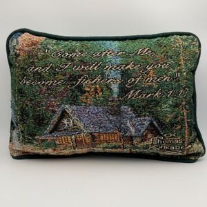 Thomas Kinkade Tapestry Pillow Inspirational Quote Cottage Landscape Decor Cozy